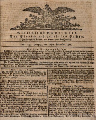 Berlinische Nachrichten von Staats- und gelehrten Sachen Dienstag 22. Dezember 1812