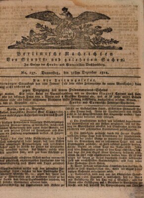 Berlinische Nachrichten von Staats- und gelehrten Sachen Donnerstag 31. Dezember 1812