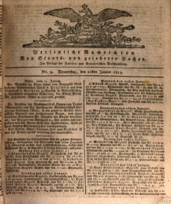 Berlinische Nachrichten von Staats- und gelehrten Sachen Donnerstag 21. Januar 1813