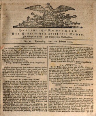 Berlinische Nachrichten von Staats- und gelehrten Sachen Donnerstag 11. Februar 1813