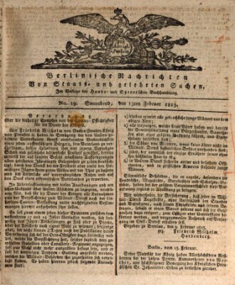 Berlinische Nachrichten von Staats- und gelehrten Sachen Samstag 13. Februar 1813