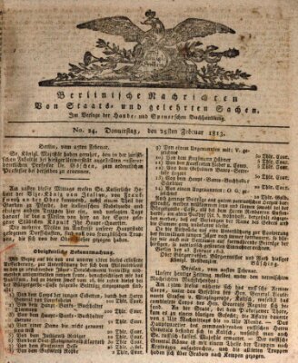 Berlinische Nachrichten von Staats- und gelehrten Sachen Donnerstag 25. Februar 1813