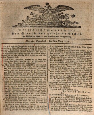 Berlinische Nachrichten von Staats- und gelehrten Sachen Samstag 6. März 1813