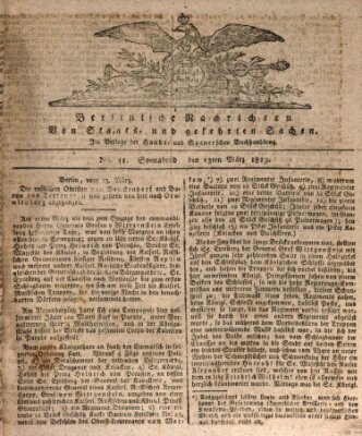 Berlinische Nachrichten von Staats- und gelehrten Sachen Samstag 13. März 1813