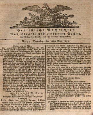 Berlinische Nachrichten von Staats- und gelehrten Sachen Donnerstag 18. März 1813