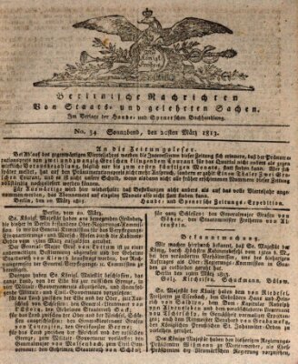 Berlinische Nachrichten von Staats- und gelehrten Sachen Samstag 20. März 1813