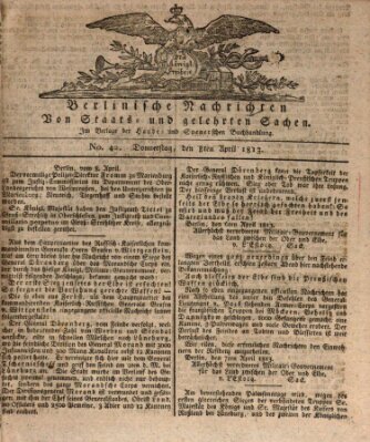 Berlinische Nachrichten von Staats- und gelehrten Sachen Donnerstag 8. April 1813