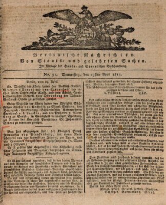 Berlinische Nachrichten von Staats- und gelehrten Sachen Donnerstag 29. April 1813