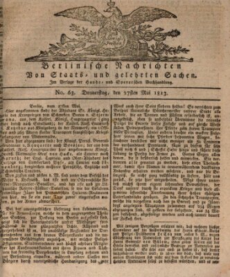 Berlinische Nachrichten von Staats- und gelehrten Sachen Donnerstag 27. Mai 1813