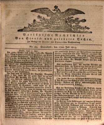 Berlinische Nachrichten von Staats- und gelehrten Sachen Samstag 17. Juli 1813