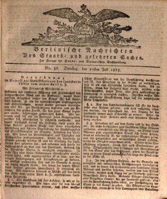 Berlinische Nachrichten von Staats- und gelehrten Sachen Dienstag 20. Juli 1813