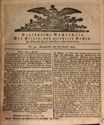 Berlinische Nachrichten von Staats- und gelehrten Sachen Samstag 7. August 1813