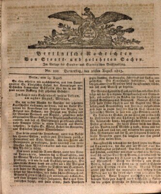 Berlinische Nachrichten von Staats- und gelehrten Sachen Donnerstag 26. August 1813