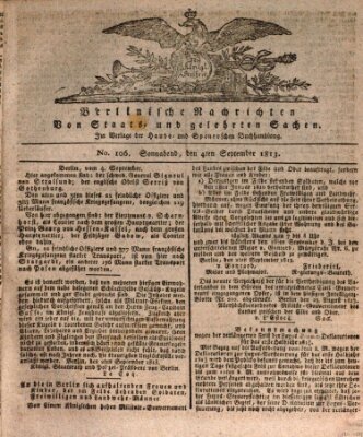 Berlinische Nachrichten von Staats- und gelehrten Sachen Samstag 4. September 1813