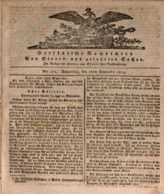 Berlinische Nachrichten von Staats- und gelehrten Sachen Donnerstag 16. September 1813