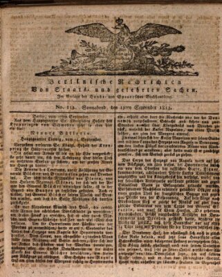 Berlinische Nachrichten von Staats- und gelehrten Sachen Samstag 18. September 1813