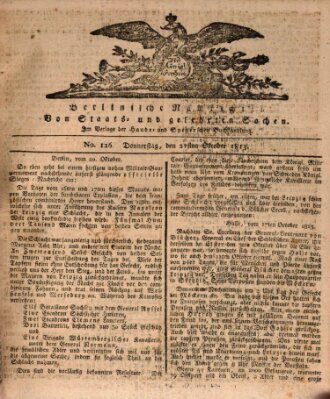 Berlinische Nachrichten von Staats- und gelehrten Sachen Donnerstag 21. Oktober 1813