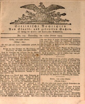 Berlinische Nachrichten von Staats- und gelehrten Sachen Donnerstag 28. Oktober 1813