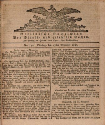 Berlinische Nachrichten von Staats- und gelehrten Sachen Dienstag 23. November 1813