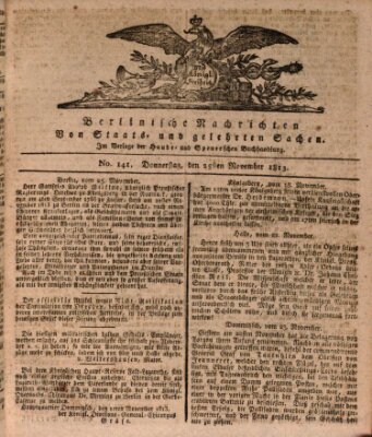 Berlinische Nachrichten von Staats- und gelehrten Sachen Donnerstag 25. November 1813