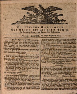 Berlinische Nachrichten von Staats- und gelehrten Sachen Donnerstag 16. Dezember 1813