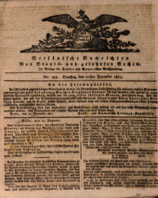 Berlinische Nachrichten von Staats- und gelehrten Sachen Dienstag 21. Dezember 1813