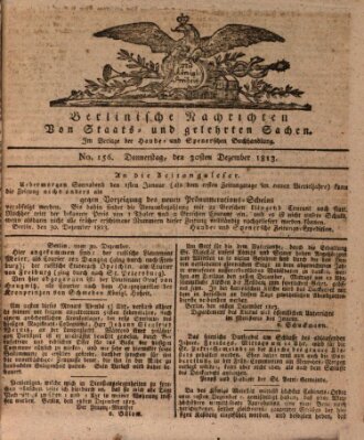 Berlinische Nachrichten von Staats- und gelehrten Sachen Donnerstag 30. Dezember 1813