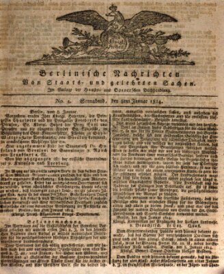 Berlinische Nachrichten von Staats- und gelehrten Sachen Samstag 8. Januar 1814