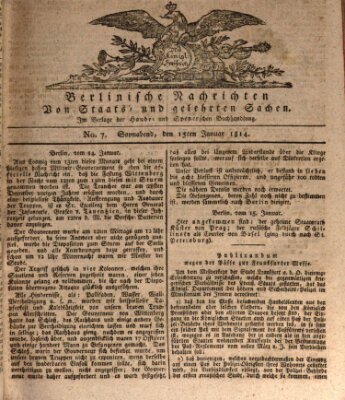 Berlinische Nachrichten von Staats- und gelehrten Sachen Samstag 15. Januar 1814