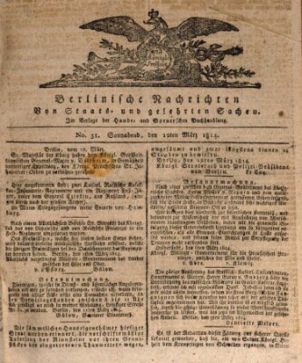 Berlinische Nachrichten von Staats- und gelehrten Sachen Samstag 12. März 1814