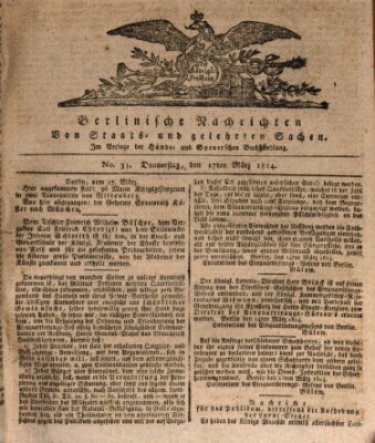 Berlinische Nachrichten von Staats- und gelehrten Sachen Donnerstag 17. März 1814