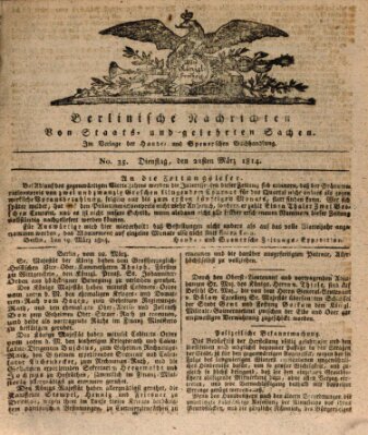 Berlinische Nachrichten von Staats- und gelehrten Sachen Dienstag 22. März 1814