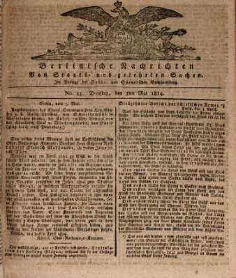 Berlinische Nachrichten von Staats- und gelehrten Sachen Dienstag 3. Mai 1814