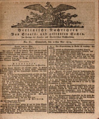 Berlinische Nachrichten von Staats- und gelehrten Sachen Samstag 21. Mai 1814