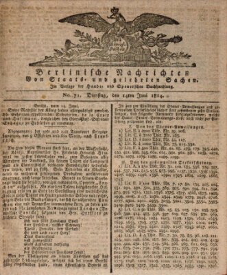 Berlinische Nachrichten von Staats- und gelehrten Sachen Dienstag 14. Juni 1814