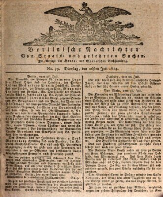 Berlinische Nachrichten von Staats- und gelehrten Sachen Dienstag 26. Juli 1814