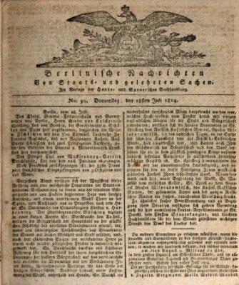 Berlinische Nachrichten von Staats- und gelehrten Sachen Donnerstag 28. Juli 1814