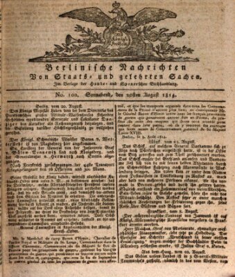 Berlinische Nachrichten von Staats- und gelehrten Sachen Samstag 20. August 1814