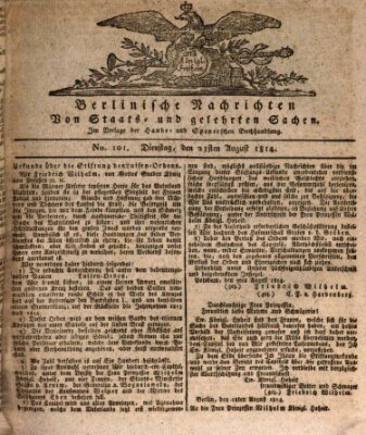 Berlinische Nachrichten von Staats- und gelehrten Sachen Dienstag 23. August 1814