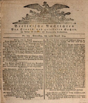 Berlinische Nachrichten von Staats- und gelehrten Sachen Donnerstag 25. August 1814