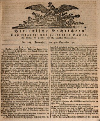 Berlinische Nachrichten von Staats- und gelehrten Sachen Donnerstag 8. September 1814