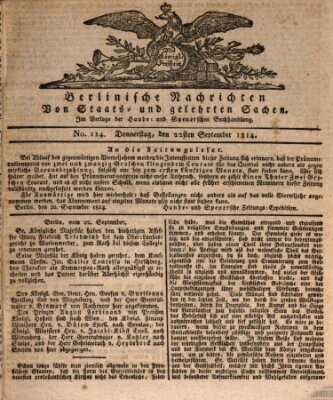 Berlinische Nachrichten von Staats- und gelehrten Sachen Donnerstag 22. September 1814