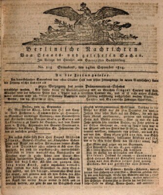 Berlinische Nachrichten von Staats- und gelehrten Sachen Samstag 24. September 1814