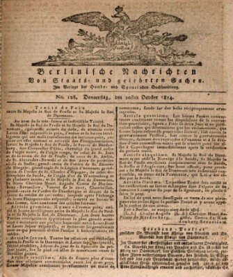 Berlinische Nachrichten von Staats- und gelehrten Sachen Donnerstag 20. Oktober 1814