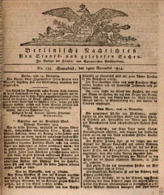 Berlinische Nachrichten von Staats- und gelehrten Sachen Samstag 19. November 1814