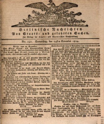 Berlinische Nachrichten von Staats- und gelehrten Sachen Donnerstag 24. November 1814