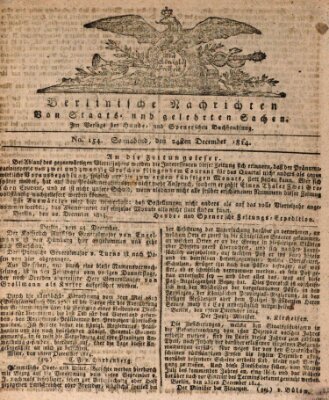 Berlinische Nachrichten von Staats- und gelehrten Sachen Samstag 24. Dezember 1814