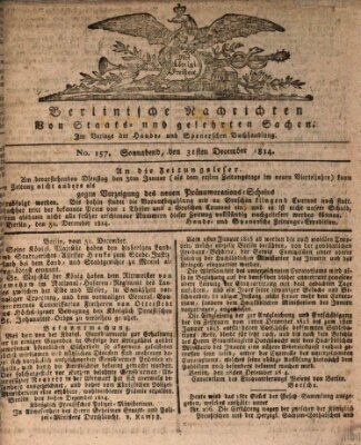 Berlinische Nachrichten von Staats- und gelehrten Sachen Samstag 31. Dezember 1814