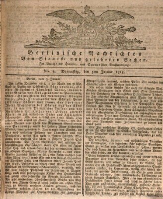 Berlinische Nachrichten von Staats- und gelehrten Sachen Donnerstag 5. Januar 1815