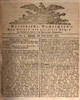 Berlinische Nachrichten von Staats- und gelehrten Sachen Dienstag 10. Januar 1815